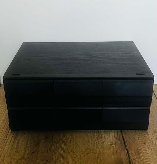 Black Six Drawer Retro Music Cassette Storage Unit