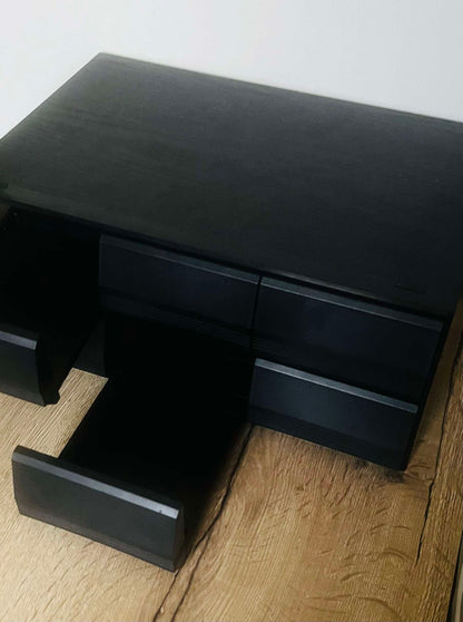 Black Six Drawer Retro Music Cassette Storage Unit