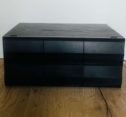 Black Six Drawer Retro Music Cassette Storage Unit