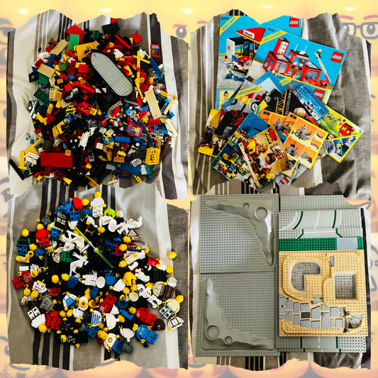 Retro Lego Lot | 4.5kg Loose Bricks | Instructions | Minifigures | Base Plates