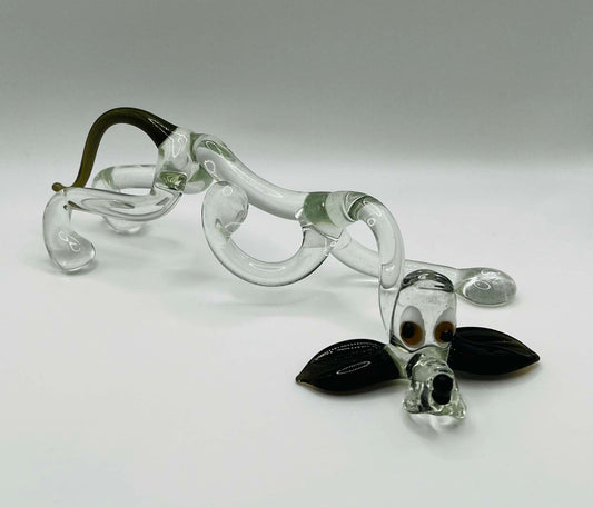 Vintage 1960s Pirelli Bloodhound Sniffer Hand-Blown Glass Dog 18cm Long