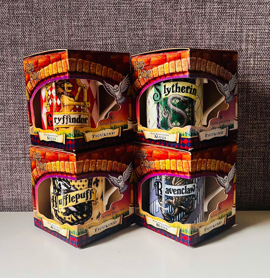 Royal Doulton HARRY POTTER Hogwarts House Mugs Set of 4 Complete In Boxes