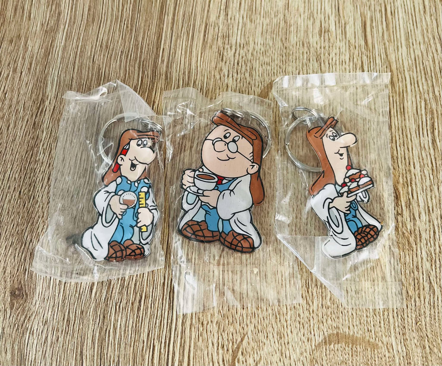 Tetley Tea Complete Set of 7 Keyrings and 1 Teaspoon in Original Wrapping